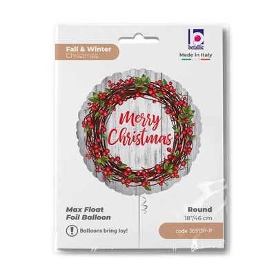 Grabo Rustic Round Christmas Foil Balloon 46cm
