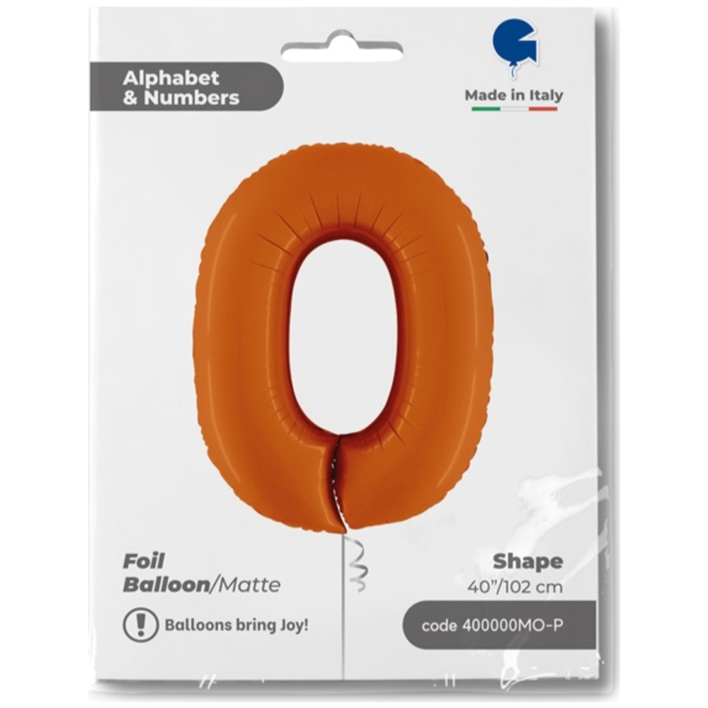 Balon Folie CIFRA 0 Portocaliu 102 cm Grabo