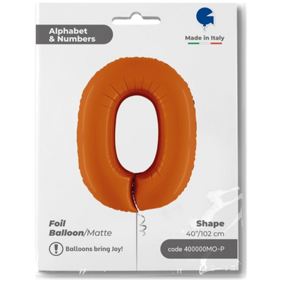 Balon Folie CIFRA 0 Portocaliu 102 cm Grabo