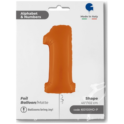 Foil Balloon NUMBER 1 Orange 102 cm Grabo