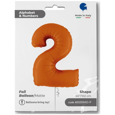 Balon Folie CIFRA 2 Portocaliu 102 cm Grabo