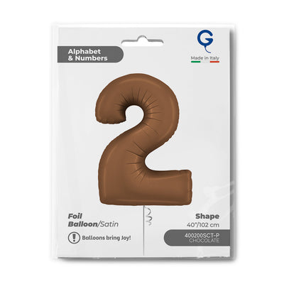 Balon Folie Cifra 2 Satin Chocolate 102cm