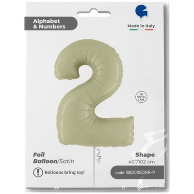 Foil Balloon NUMBER 2 Olive 102 cm Grabo