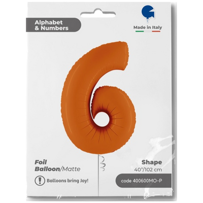 Balon Folie CIFRA 6 Portocaliu 102 cm Grabo