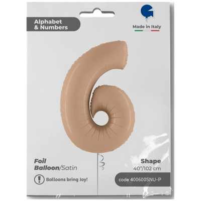 Balon Folie Jumbo CIFRA 6 Nude 102 cm Grabo