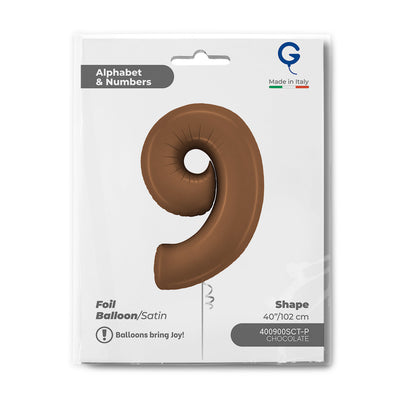 Balon Folie Cifra 9 Satin Chocolate 102cm