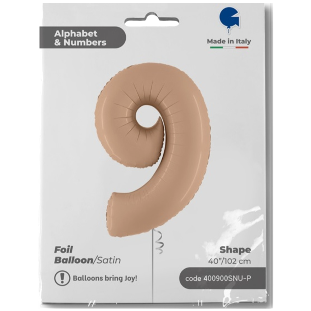 Jumbo Foil Balloon Nude NUMBER 9 102 cm Grabo