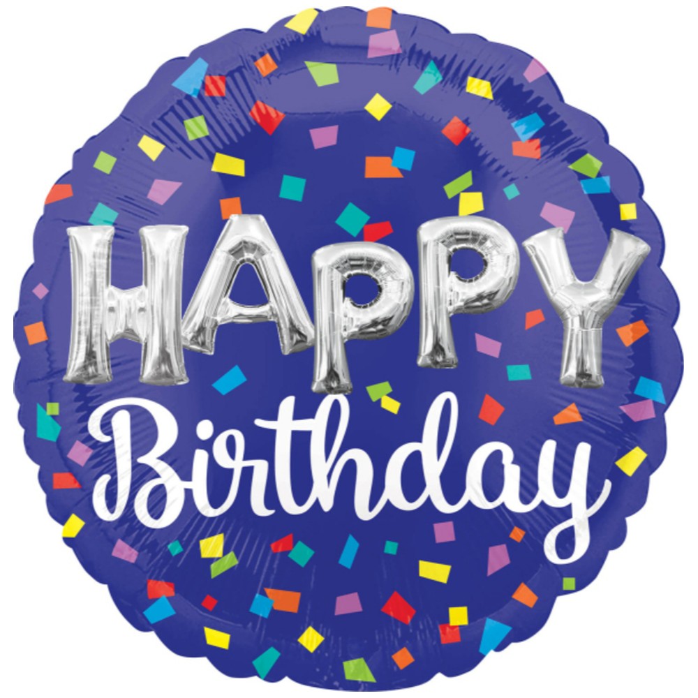 Jumbo Foil Balloon Happy B-day Confetti 71cm AMS 41796
