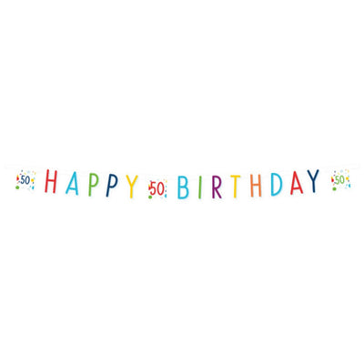 Banner Litere Happy 50th Birthday 180 x 13.8cm Amscan 9906770
