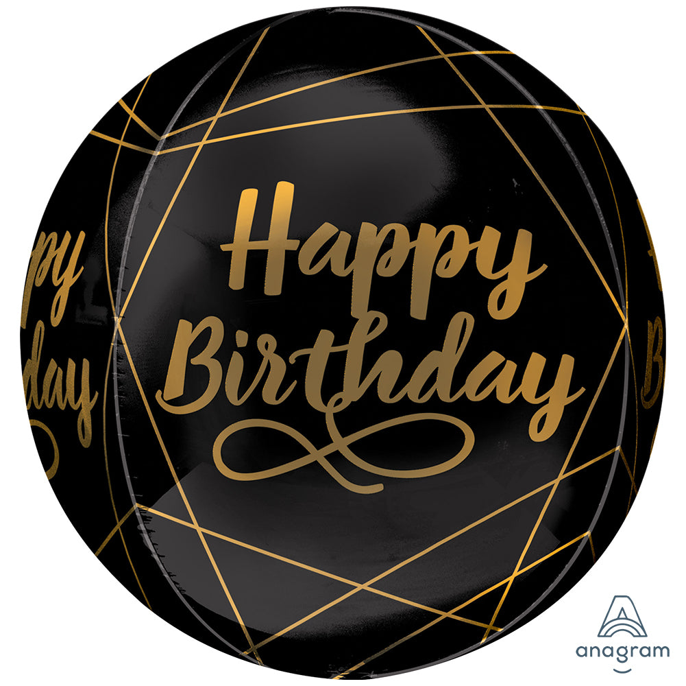 Orbz Balon Folie Black Elegant Birthday 38x40cm ANAGRAM 4110201