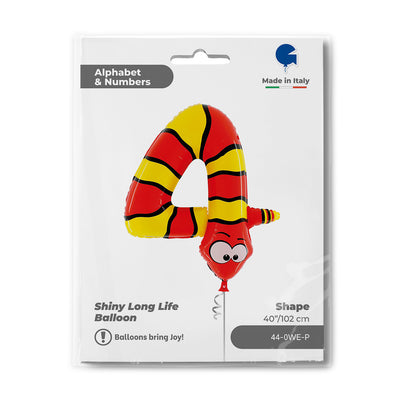 JUMBO Foil Balloon Animaloons NUMBER 4 Snake 102 cm Grabo