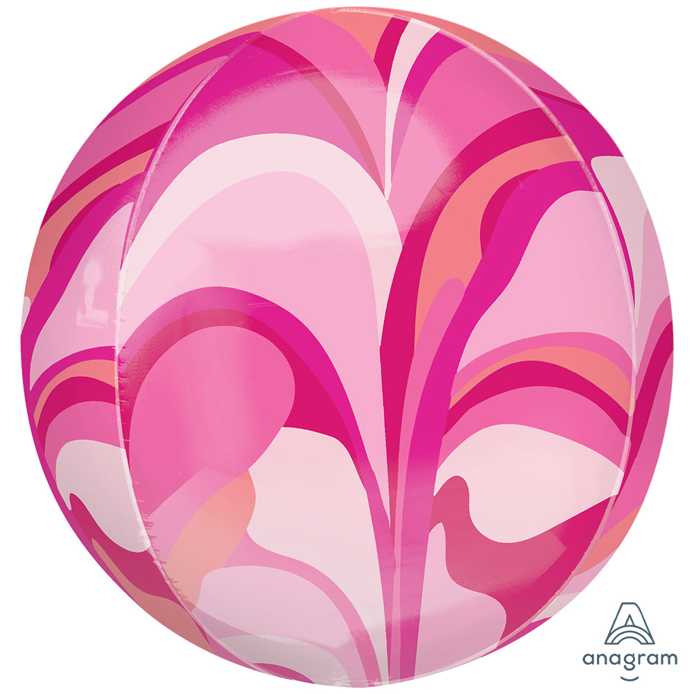 Orbz Pink Macro Marble Foil Balloon 38x40cm ANAGRAM