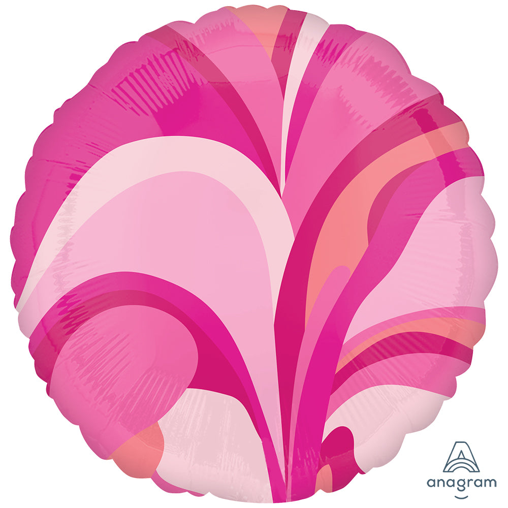 Foil Balloon Round Pink Macro Marble 43cm ANAGRAM 4712701