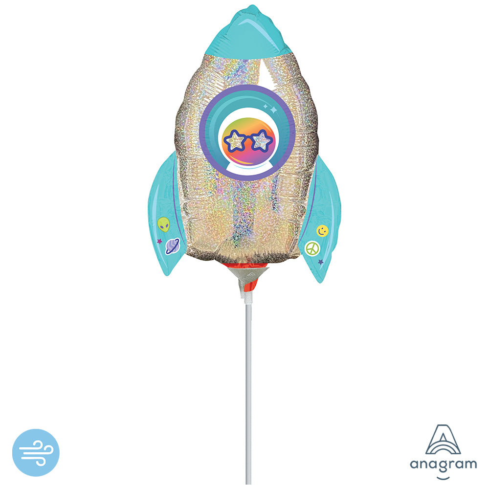 MiniShape (AER) Rocket Outer Space Holographic Foil Balloon 23cm ANAGRAM 4787102