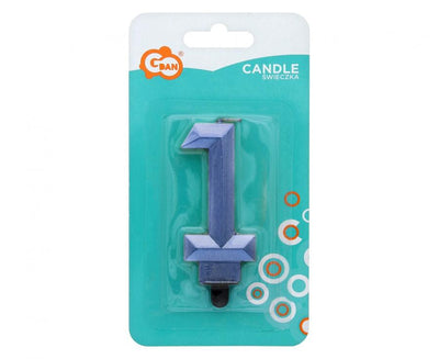 Cake Candle Number 1 Dark Blue Diamond 7.6cm
