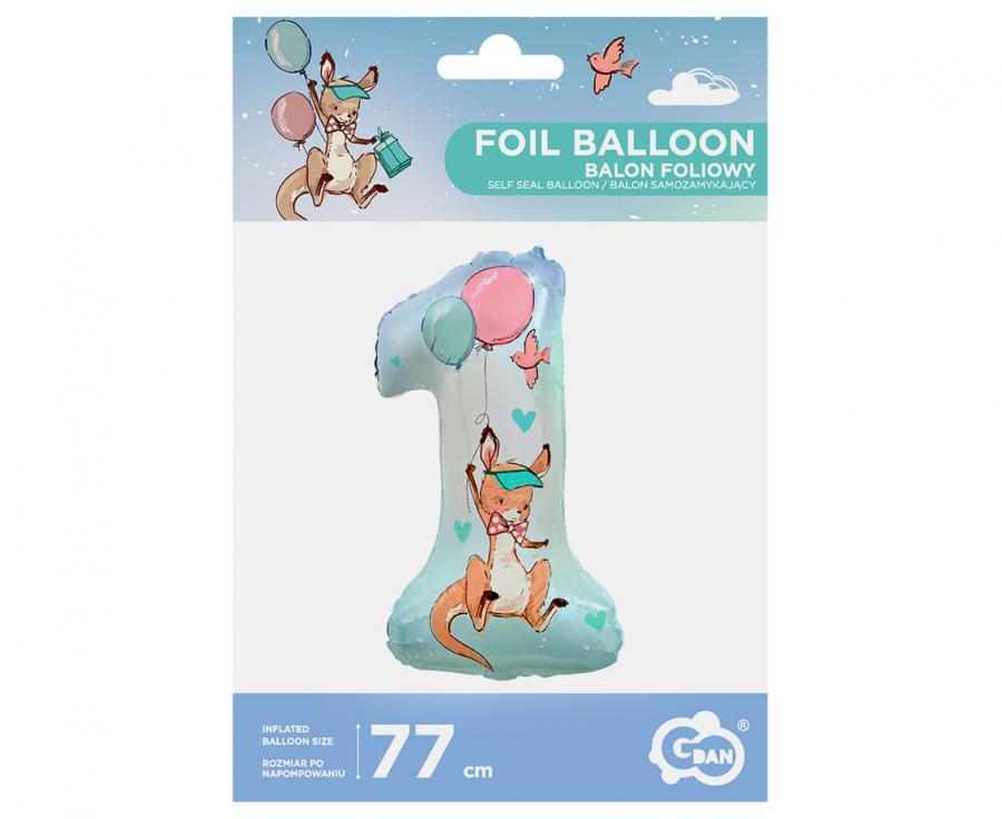 Foil Balloon Number 1 Kangaroo 77cm