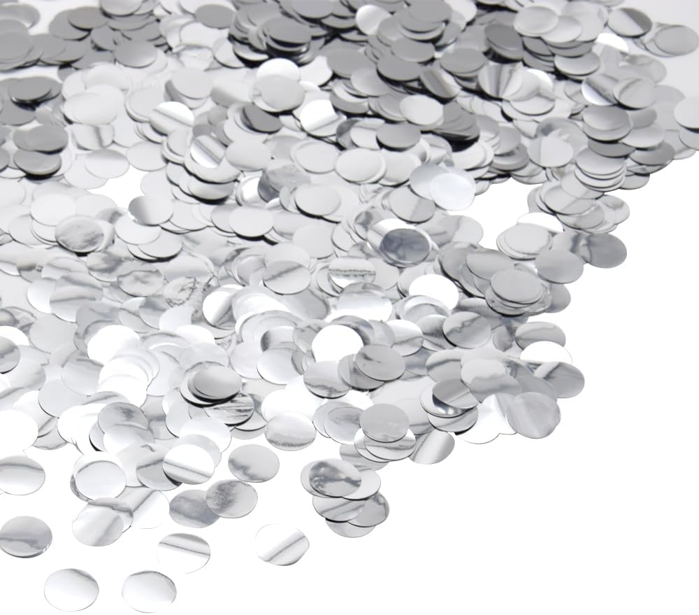 Confetti Metalic Argintiu 1cm Rotund 100g