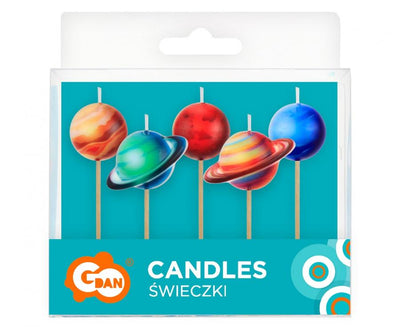 Set of 5 Planet Birthday Candles 7cm