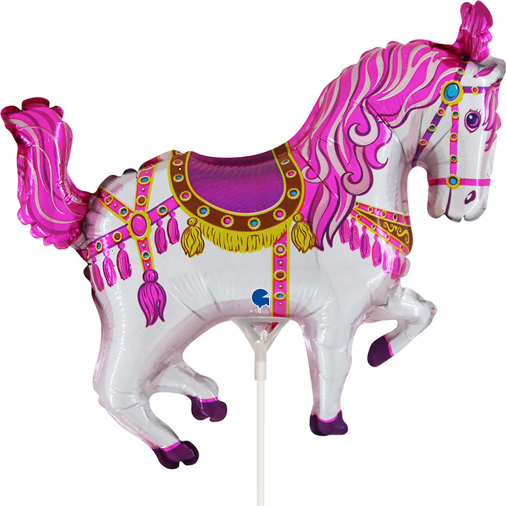 Foil Balloon Mini Figure Circus Horse Fuchsia 32x30cm Grabo