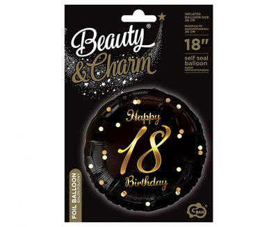Balon Folie Rotund Happy 18th Birthday Confetti Auriu 45cm