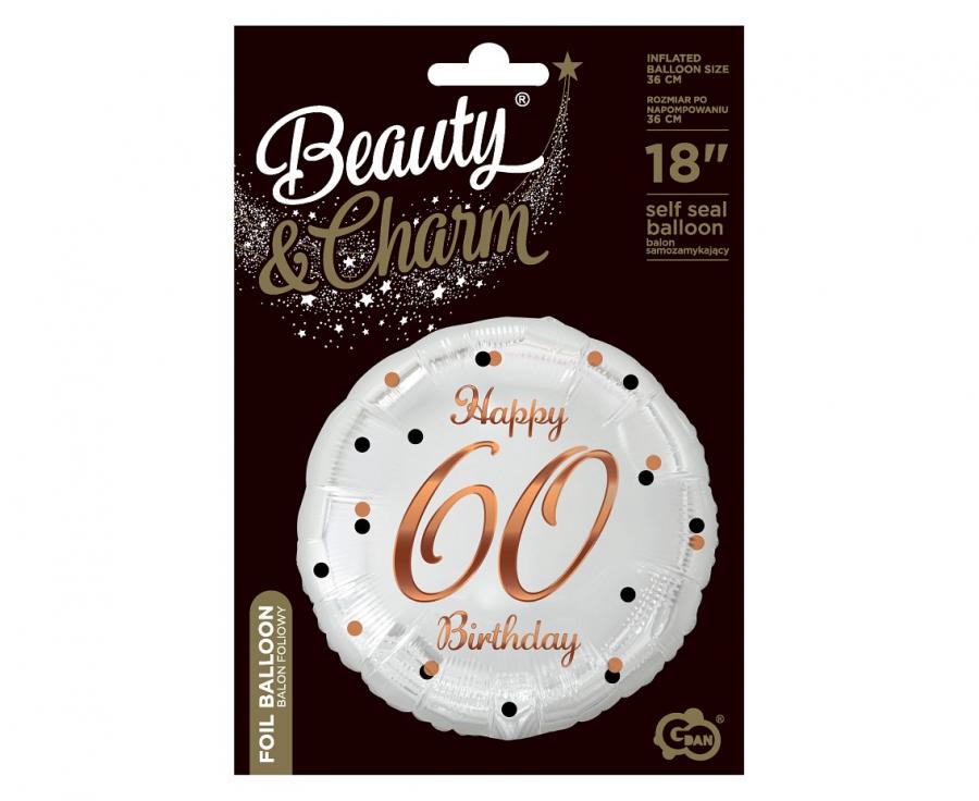 Balon Folie Rotund Happy 60th Birthday Confetti Rose Gold 45cm