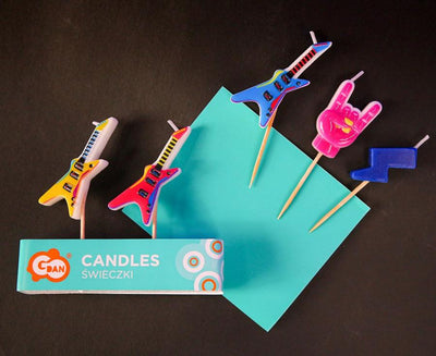 Set of 5 Guitar Candles 8cm