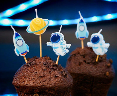Set of 5 Space Birthday Candles 7.5cm