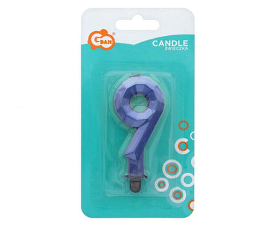 Dark Blue Diamond Number 9 Cake Candle 7.6cm