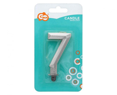 Silver Diamond Number 7 Birthday Candle 7.6cm