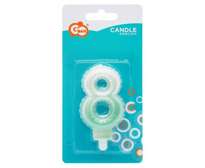 Cake Candle Number 8 Ombre White - Green 7cm