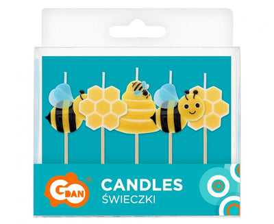 Set of 5 Bee Candles 7.5cm