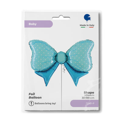 Foil Balloon Figurine Bow Blue with Dots 109 cm Grabo