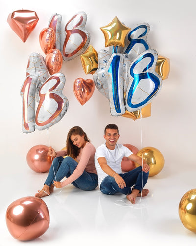 Balon Folie Figurina 18 Marble Blue 97 cm Grabo