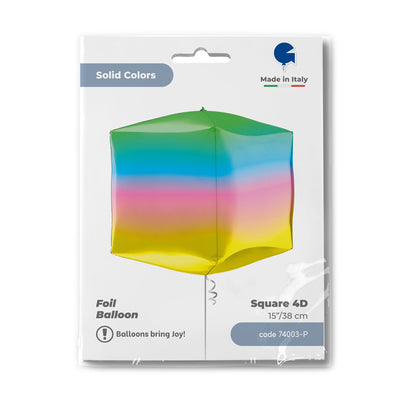 Foil Balloon CUBE 4D Rainbow 38 cm Grabo