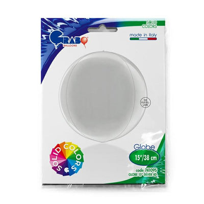 Silver 4D Sphere Foil Balloon 38 cm Grabo