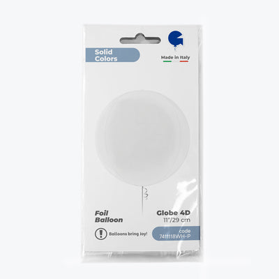 Foil Balloon Sphere 4D White 29 cm Grabo