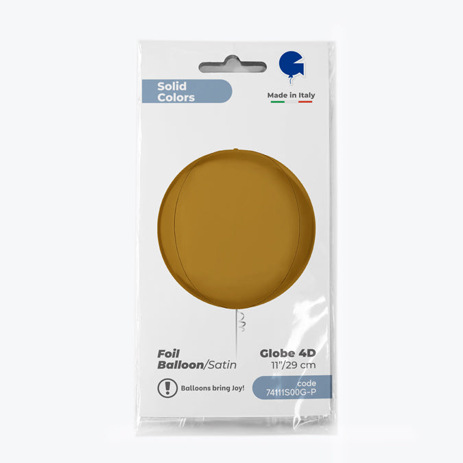 Foil Balloon Sphere 4D Satin Gold 29 cm Grabo