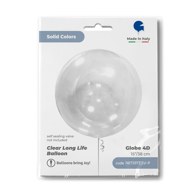 Foil Balloon Sphere 4D Transparent 38 cm Grabo