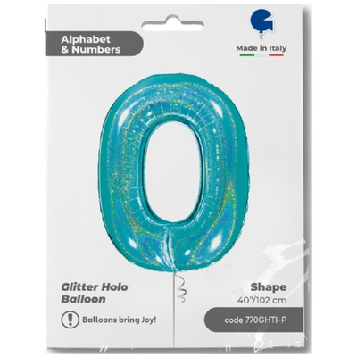Balon Folie Jumbo CIFRA 0 Tiffany Glitter 102 cm Grabo