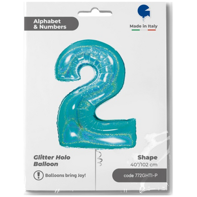 Balon Folie Jumbo CIFRA 2 Tiffany Glitter 102 cm Grabo
