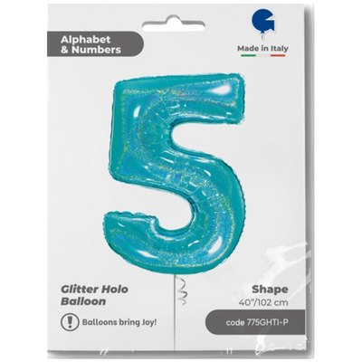 Balon Folie Jumbo CIFRA 5 Tiffany Glitter 102 cm Grabo