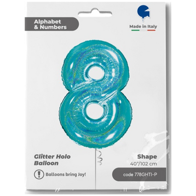 Balon Folie Jumbo CIFRA 8 Tiffany Glitter 102 cm Grabo