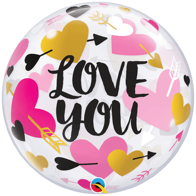 Deco Bubble I Love You Inimioare si Sageti 22inch - 55cm 78457 Qualatex