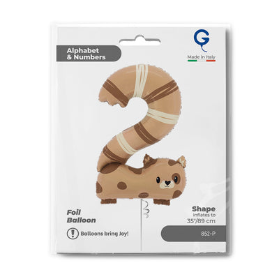 Puppyloons Number 2 Cat Foil Balloon 89cm
