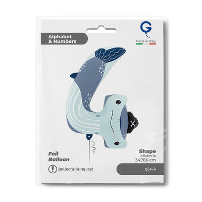 Puppyloons Foil Balloon Number 4 Shark 89cm
