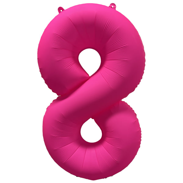 Foil Balloon Number 8 Neon Pink 86cm R-10030-PKG
