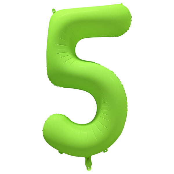 Neon Green Number 5 Foil Balloon 86cm R-10053-PKG