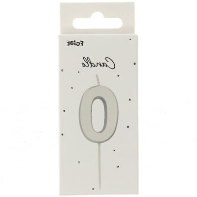 Number 0 Birthday Cake Candle Silver 5cm