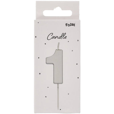 Number 1 Birthday Candle Silver 5cm