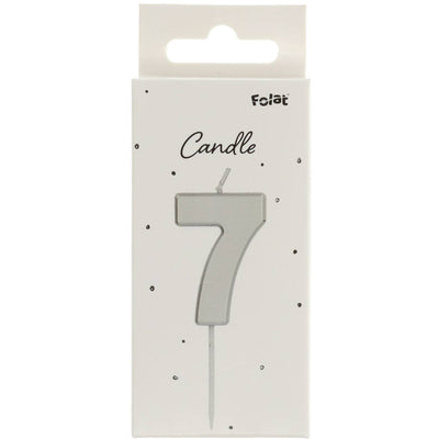 Number 7 Silver Cake Candle 5cm